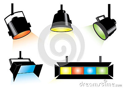 Five spotlights Vector Illustration