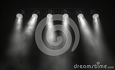 five spotlights on a background with shadow Stock Photo