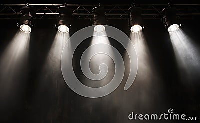 five spotlights on a background with shadow Stock Photo