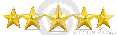 Five star rating shiny golden stars Stock Photo