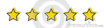 Five star yellow color icon. Recommendation symbol. Sign top chart vector Vector Illustration