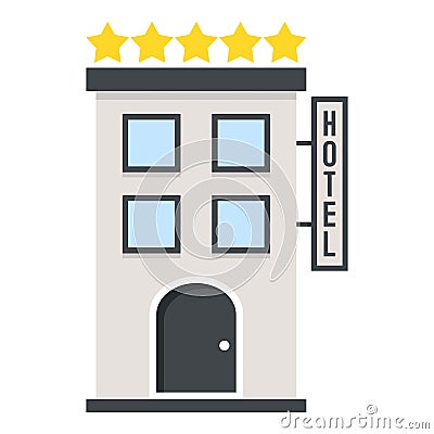 Five Stars Hotel Flat Icon Isolated on White Vector Illustration