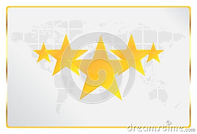 Five Stars Quality Worldwide Card Vector Illustration