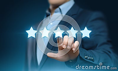 5 Five Stars Rating Quality Review Best Service Business Internet Marketing Concept Stock Photo