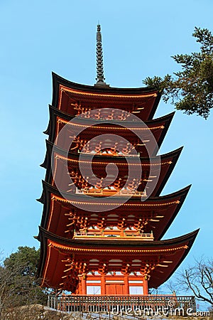 Five storied pagoda Stock Photo