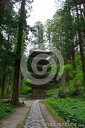 Five storied pagoda,Mount Haguro Stock Photo