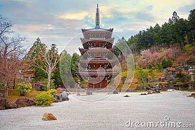 Five storied pagoda at Seiryu-ji Buddhist temple in Aomori, Japan Stock Photo