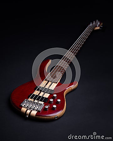 Five string electric bass Stock Photo