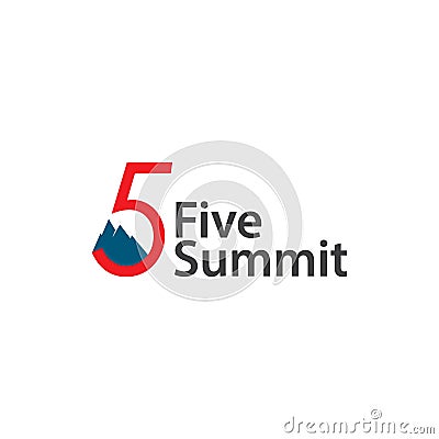 Five Summit Vector Template Design Illustration Vector Illustration