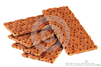 Five rye and corn flatbread crackers isolated on white background Stock Photo