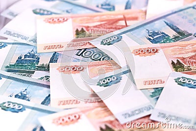 Five thousand and one thousand banknotes Stock Photo