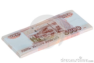 Five Thousand Roubles Bills Stacked Stock Photo