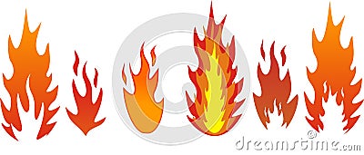 Five types of flames Vector Illustration