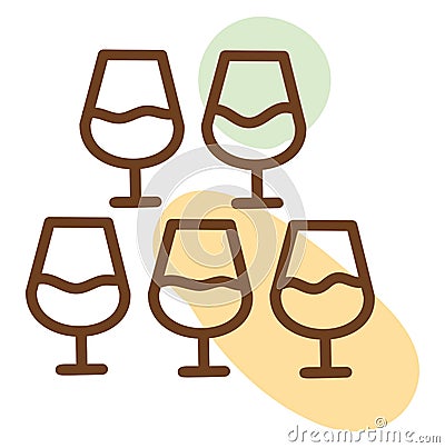 Five wine glasses, icon Vector Illustration