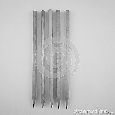 Five wood pencils in group Stock Photo