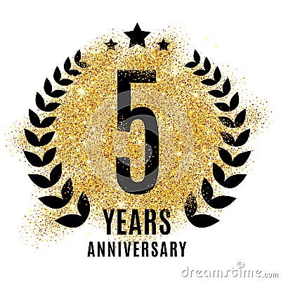 Five years golden anniversary sign Stock Photo