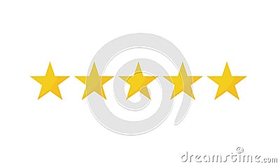 Five yellow star icons Vector Illustration