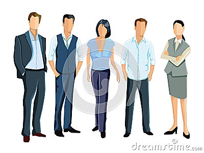 Five young businesspeople Vector Illustration