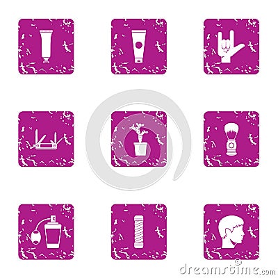 Fix the hair icons set, grunge style Vector Illustration