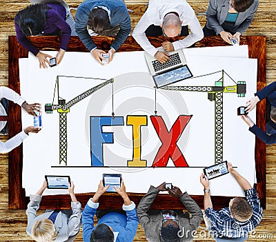 Fix Mechanical Repair Solution Technician Maintenance Concept Stock Photo
