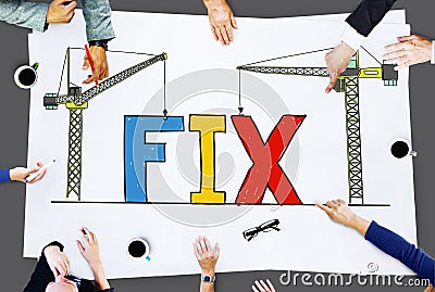 Fix Mechanical Repair Solution Technician Maintenance Concept Stock Photo