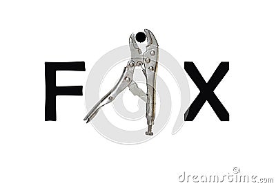 Fix by tool character Stock Photo