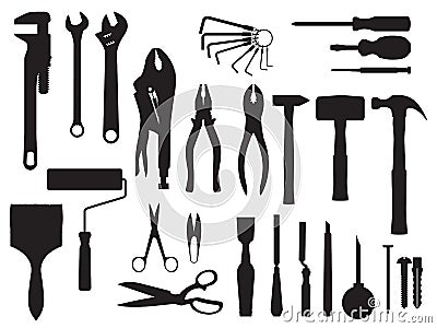 Fix and tools black and white Vector Illustration