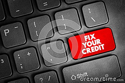 Fix Your Credit text button on keyboard, concept background Stock Photo