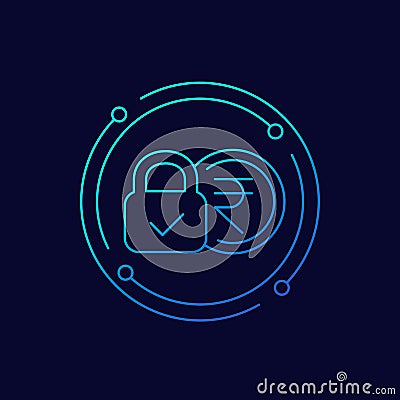 fixed cost line icon with rupee Vector Illustration