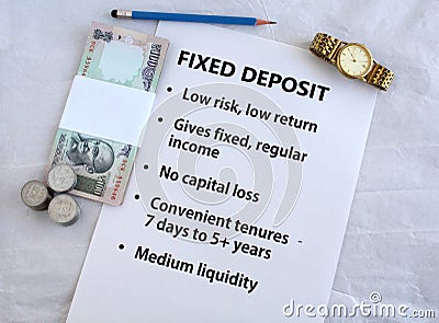 Fixed Deposit Investment in Indian Rupees Stock Photo