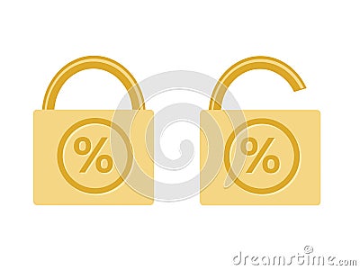 Fixed and floating rate icon monetary financial symbol percentage value locked pad Vector Illustration