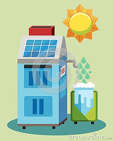 A fixed ice maker that is not only energyefficient but also costeffective due to its use of solar power.. Vector Vector Illustration