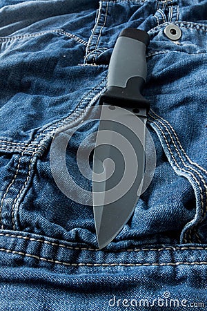 Fixed knife. Vertical position. Stock Photo