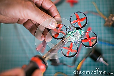 fixing and assembly of multicopter Stock Photo