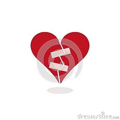 Fixing a Broken Heart with Adhesive Tape - Concept Illustration Vector Illustration