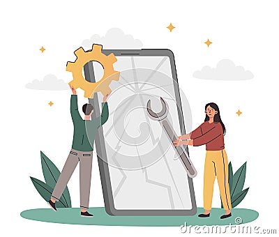 Fixing phone concept Vector Illustration