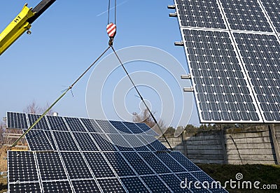 Fixing the PV system Stock Photo