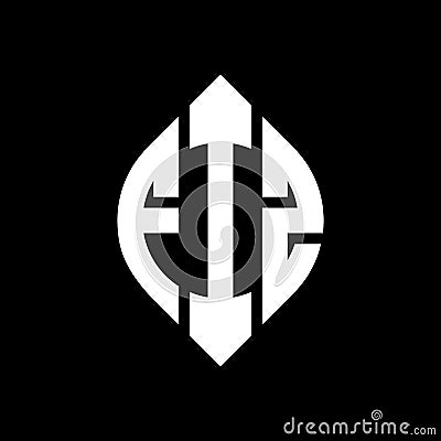 FIZ circle letter logo design with circle and ellipse shape. FIZ ellipse letters with typographic style. The three initials form a Vector Illustration