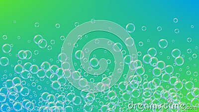 Fizz background with shampoo foam and soap bubbles. Vector Illustration