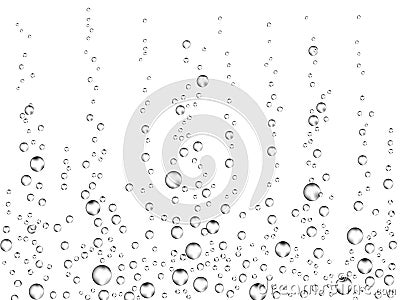 Fizzing air bubbles on white background. Underwater oxygen texture of water or drink. Fizzy bubbles in soda water Vector Illustration