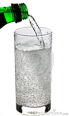 Fizzy drink poured into a glass Stock Photo