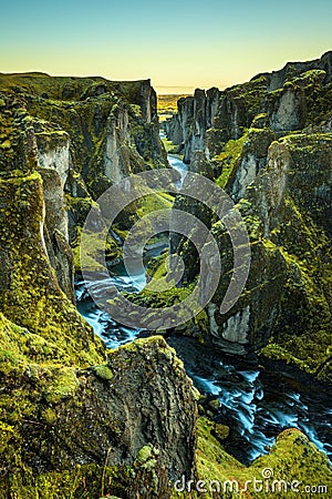 Fjadrargljufur canyon and river in south east Iceland Stock Photo
