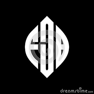 FJB circle letter logo design with circle and ellipse shape. FJB ellipse letters with typographic style. The three initials form a Vector Illustration