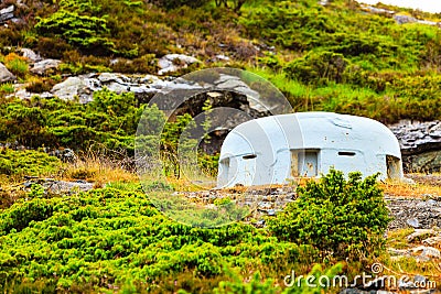 Fjell Fortress on island Sotra Norway Stock Photo