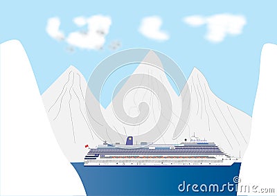 Fjord Cruise LIner Vector Illustration