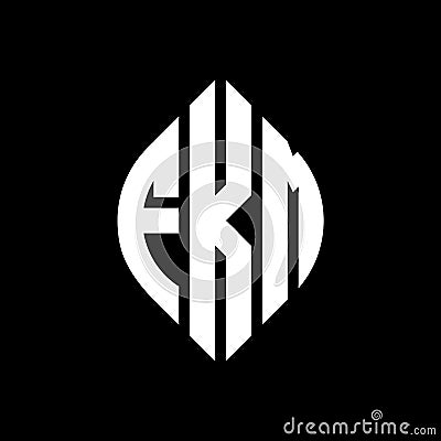 FKM circle letter logo design with circle and ellipse shape. FKM ellipse letters with typographic style. The three initials form a Vector Illustration