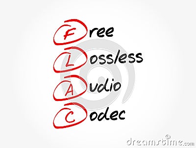 FLAC - Free Lossless Audio Codec acronym, technology concept background Stock Photo
