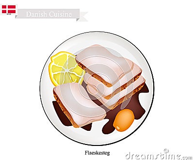 Flaeskesteg or Roasted Pork, The Danish National Dish Vector Illustration