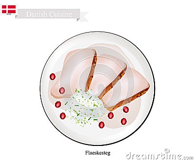 Flaeskesteg or Roasted Pork, The Danish National Dish Vector Illustration