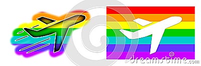 Flag - Airplane - Rainbow flag Stock Photo